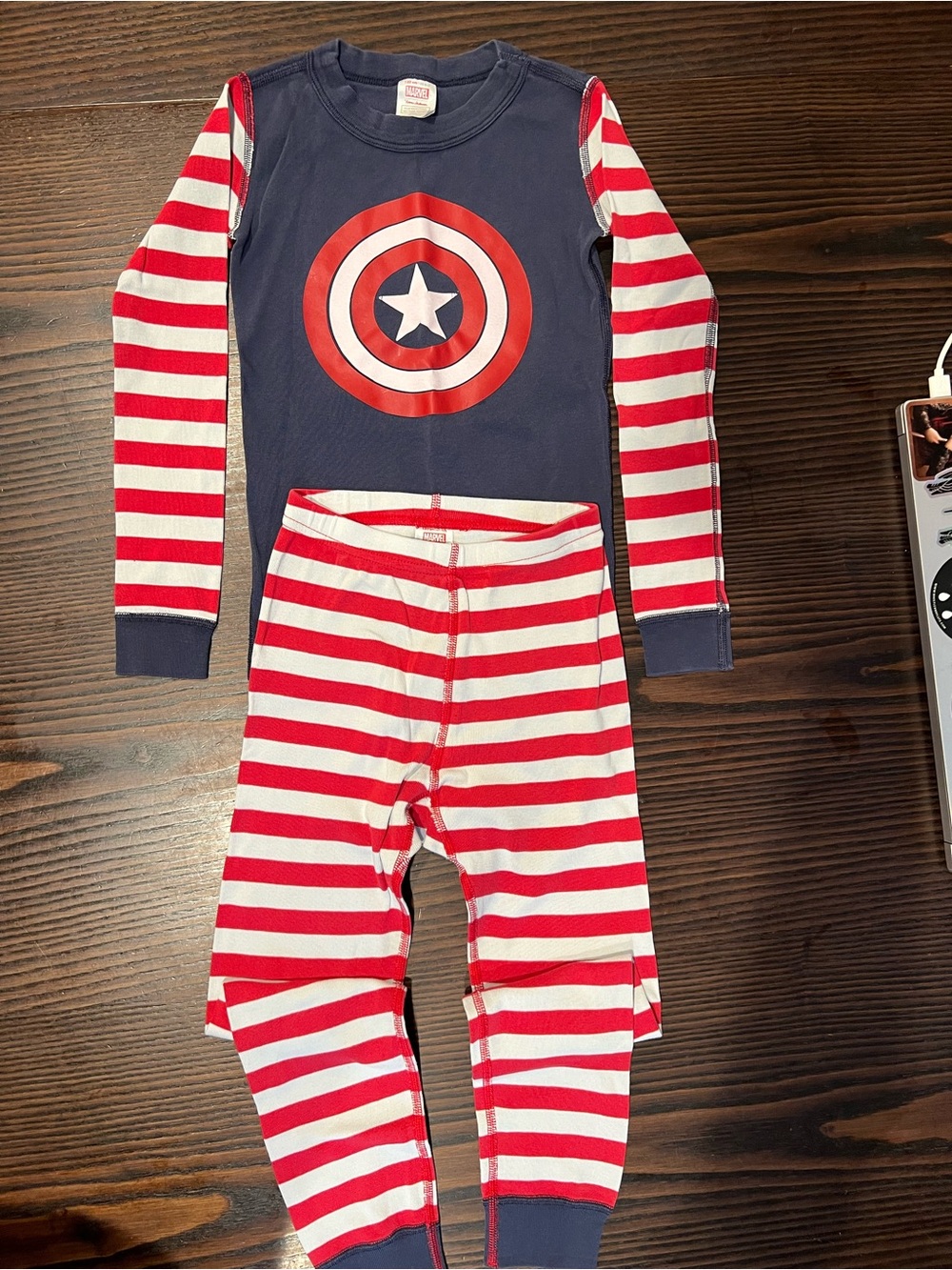Hanna Andersson Marvel Red, White & Navy Captain America Pajama Set